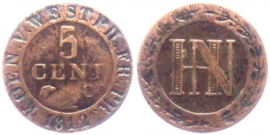 Westfalen, Königreich - 1812 C - Hieronymus Napoleon (1807-1813) - 5 Centimes - ss - Belage