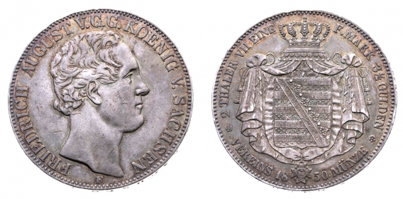 Sachsen - 1850 - Friedrich August II. (1836-1854) - Doppeltaler - vz