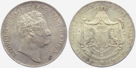 Baden - 1852 - Leopold I. (1830-1852) - Vereinstaler - vz