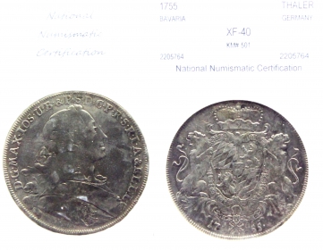 Bayern - 1755 - Maximilian III. Joseph (1745-1777) - Wappentaler - ss-vz in Slab