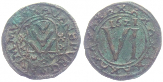 Preussen-Ravensberg - 1621 - Georg Wilhelm (1619-1640) - 6 Kupferpfennige - vz