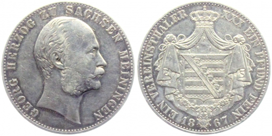 Sachsen-Meiningen - 1867 - Herzog Georg II. (1866-1914) - Vereinstaler - ss