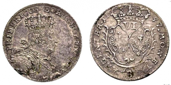 Preussen - 1757 B - Friedrich II. (1740-1786) - 6 Gröscher - vz-SF