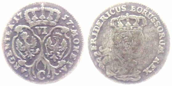 Preussen - 1757 C - Friedrich II. (1740-1786) - 6 Gröscher - s-ss