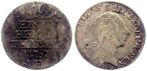 Preussen - 1767 E - Friedrich II., der Große (1740-1786) - 1/12 Reichstaler - s