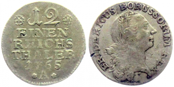 Preussen - 1765 A - Friedrich II., der Große (1740-1786) - 1/12 Reichstaler - s-ss