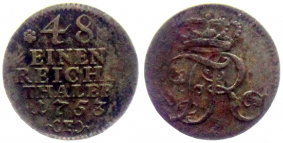 Preussen - 1753 F - Friedrich II. (1740-1786) - 1/48 Reichstaler - ss