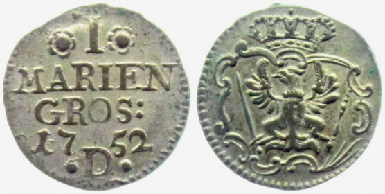 Preussen - 1752 D - Friedrich II., der Große (1740-1786) - 1 Mariengroschen - vz-st