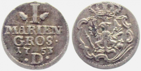Preussen - 1753 D - Friedrich II., der Große (1740-1786) - 1 Mariengroschen - vz