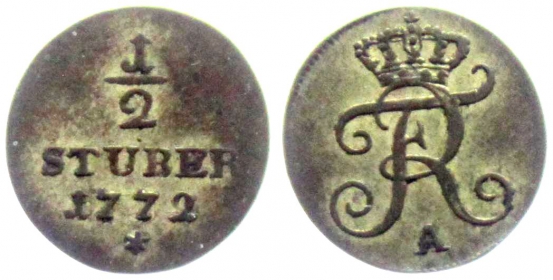 Preussen - 1772 A - Friedrich II., der Große (1740-1786) - 1/2 Stüber - vz