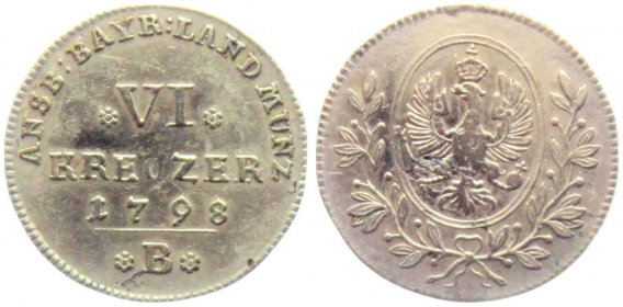 Brandenburg-Bayreuth - 1798 B - Friedrich Wilhelm III. (1797-1807) - 6 Kreuzer - vz
