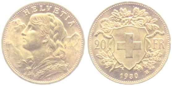 Schweiz - 1930 - 20 Franken - Vrenerli - vz