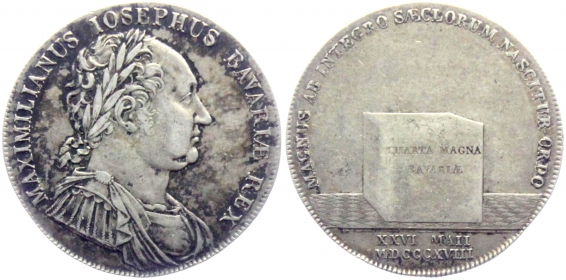 Bayern - 1818 - Miximililan I. Joseph (1806-1825) - Auf die Verfassung - Konventionstaler - vz