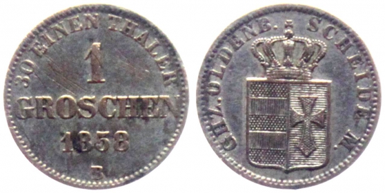 Oldenburg - 1858 B - Nikolaus Friedrich Peter (1853-1900) - 1 Groschen - s-ss Kratzer