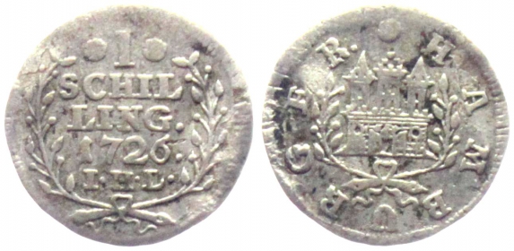 Hamburg - 1726 IHL - Stadttor - 1 Schilling - ss