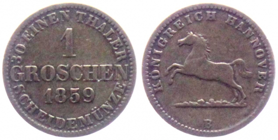 Hannover - 1859 - Georg V. (1851-1866) - 1 Groschen - vz