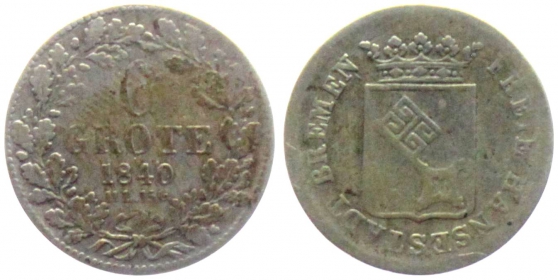 Bremen - 1840 - Stadtschlüssel - 6 Grote - s-ss