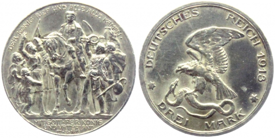 Preussen - J 110 - 1913 - Wilhelm II. (1888-1918) - der König rief... - 3 Mark - ss-vz