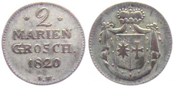 Waldeck-Pyrmont - 1820 FW - Georg Heinrich (18131-1845) - 2 Mariengroschen - ss