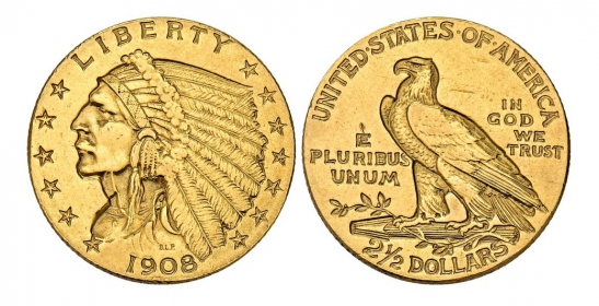 USA - 1908 - Indian Head - 2,5 Dollars - vz