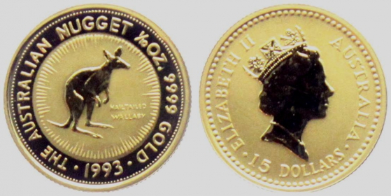 Australien - 1993 - Känguruh - 15 Dollars - 1/10 Unze - st/BU