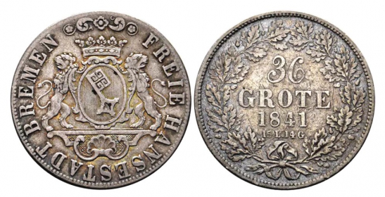 Bremen - 1841 - Stadtwappen - 36 Grote - ss-vz