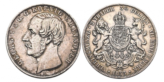 Hannover - 1855 B - Georg V. (1851-1866) - Doppeltaler - ss-vz