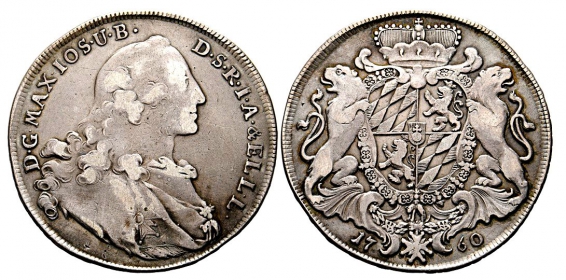 Bayern - 1760 - Maximilian III. Joseph (1745-1777) - Wappentaler - ss+