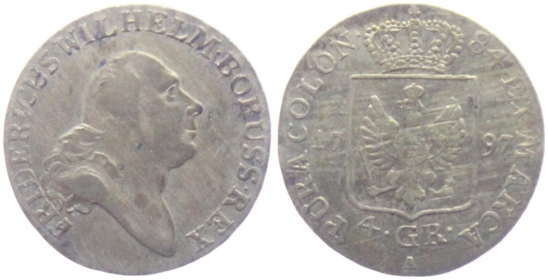 Preussen - 1797 A - Friedrich Wilhelm II. (1786-1797) - 4 Groschen - ss-vz
