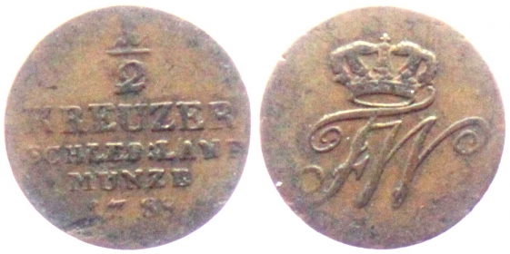 Preussen - 1788 B - Friedrich Wilhelm II. (1786 - 1797) - 1/2 Kreuzer - ss