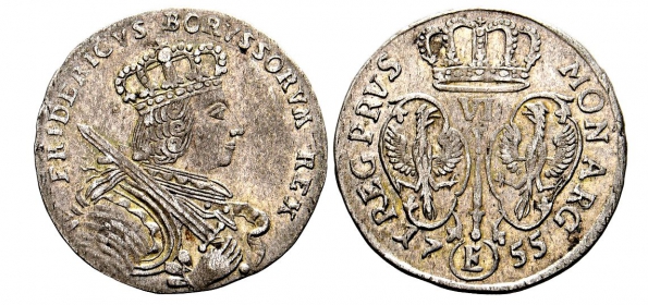 Preussen - 1755 E - Friedrich II. (1740-1786) - 6 Gröscher - vz-st