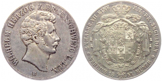 Braunschweig-Wolfenbüttel - 1854 B - Wilhelm I. (1830-1884) - Vereinsdoppeltaler - f.vz