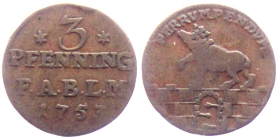 Anhalt-Bernburg - 1753 - Victor Friedrich (1721-1765) - 3 Pfennig - s-ss