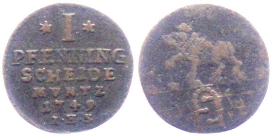 Anhalt-Bernburg - 1749 IHS - Victor Friedrich (1721-1765) - 1 Pfennig - s-ss