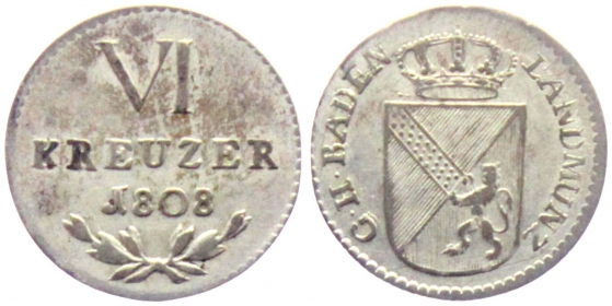 Baden - 1808 - Karl Friedrich (1738-1811) - 6 Kreuzer - ss-vz