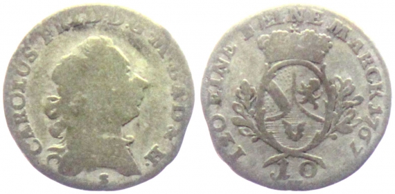 Baden - 1767 S - Karl Friedrich (1738-1811) - 10 Kreuzer - s