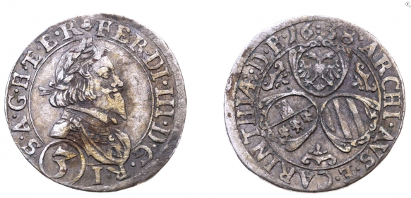 Österreich - Haus Habsburg - 1638 - Ferdinand III. (1637-1657) - 3 Kreuzer / Groschen - vz