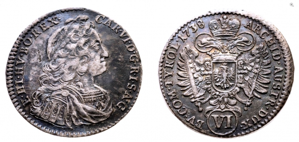 Österreich - Haus Habsburg - 1738 - Karl VI. (1711-1740) - 6 Kreuzer - f.vz