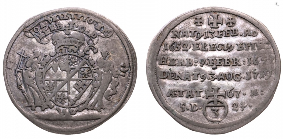 Würzburg, Bistum - 1719 - Johann Philipp von Greiffenklau-Vollraths (1699-1719) - Sterbegroschen - ss-vz