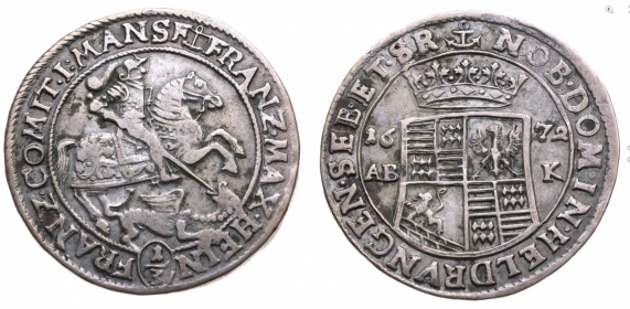 Mansfeld, VOL Bornstedt - 1672 - Franz Maximilian & Heinrich Franz (1644-1692) - 1/3 Taler - ss-vz