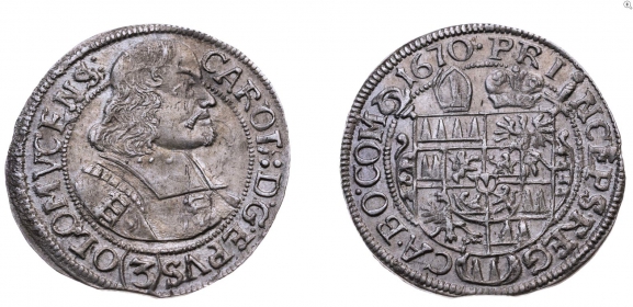 Olmütz, Bistum - 1670 - Karl II. von Liechtenstein (1664-1695) - 3 Kreuzer- vz