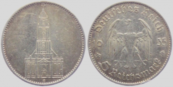 Drittes Reich - J 357 - 1935 G - Garnisonskirche - 5 Reichsmark - ss