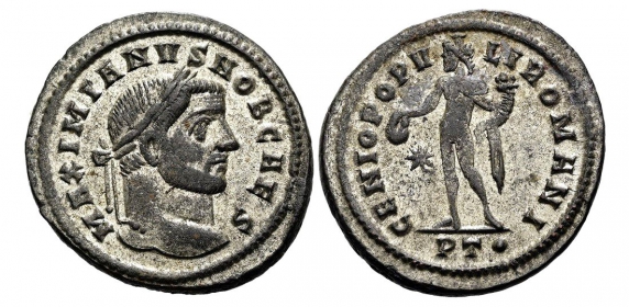 Römisches Kaiserreich - 298-299 - Galerius als Caesar (293-311) - Follis mit Silbersud - vz