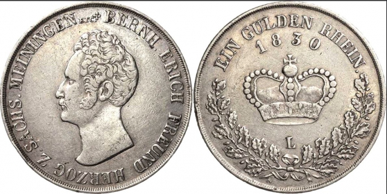 Sachsen-Meiningen - 1860 L - Bernhard Erich Freund (1803-1866) - Gulden - ss-vz