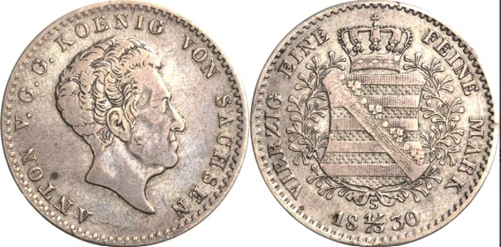 Sachsen - 1830 S - Anton (1827-1836) - 1/3 Taler - ss+