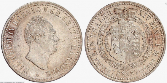 Braunschweig-Calenberg-Hannover - 1837 A - Wilhelm IV. (1830-1837) - Taler - vz+