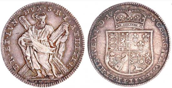 Braunschweig-Calenberg-Hannover - 1753 IWS - Georg II. (1727-1760) - St. Andreas mit Kopf nach rechts -Ausbeutetaler - vz