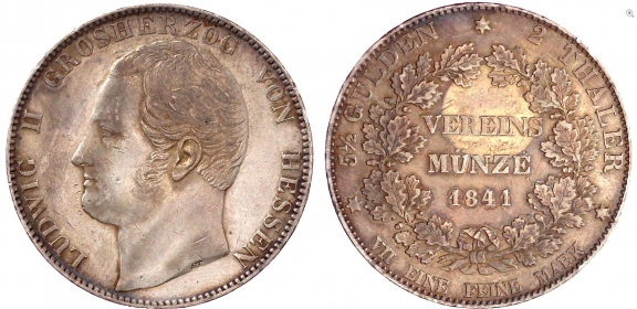 Hessen-Darmstadt - 1841 - Ludwig II. (1830-1848) - Doppeltaler - ss-vz