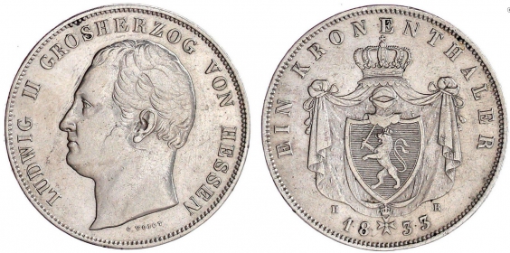 Hessen-Darmstadt - 1833 HR - Ludwig II. (1830-1848) - Kronentaler - ss+