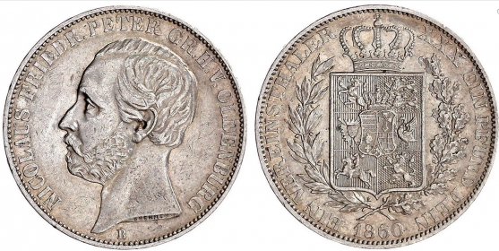 Oldenburg - 1860 B - Nikolaus Friedrich Peter (1853-1900) - Vereinstaler - ss+